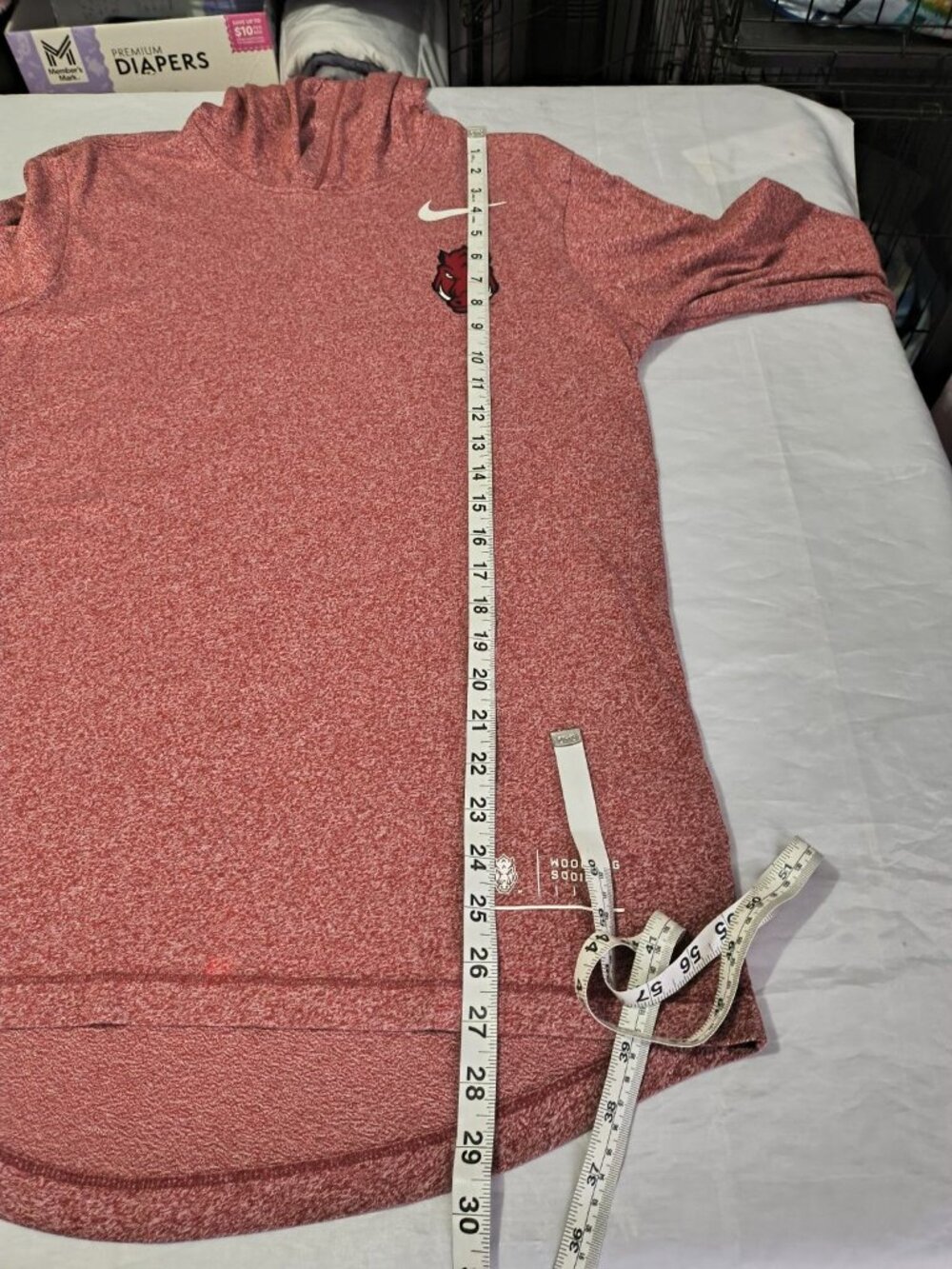 Arkansas Razorback The Nike Tee Long Sleeve Hooded Red Pig Sooie Women's Small - Picture 9 of 12